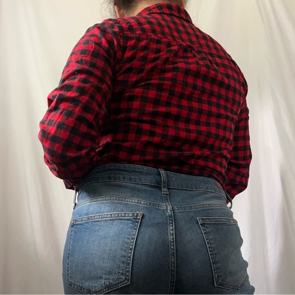 Christmas plaid red and black button down - Picture 2 of 3